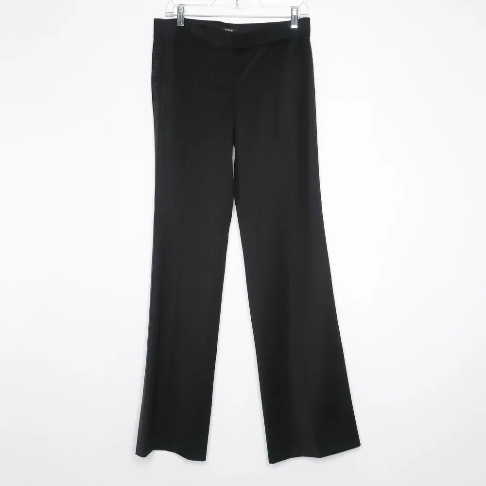 J.Crew‎ Womens Favorite Fit Pants Size 4 Black Virgin Wool Striped Career 71914